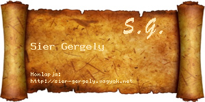 Sier Gergely névjegykártya